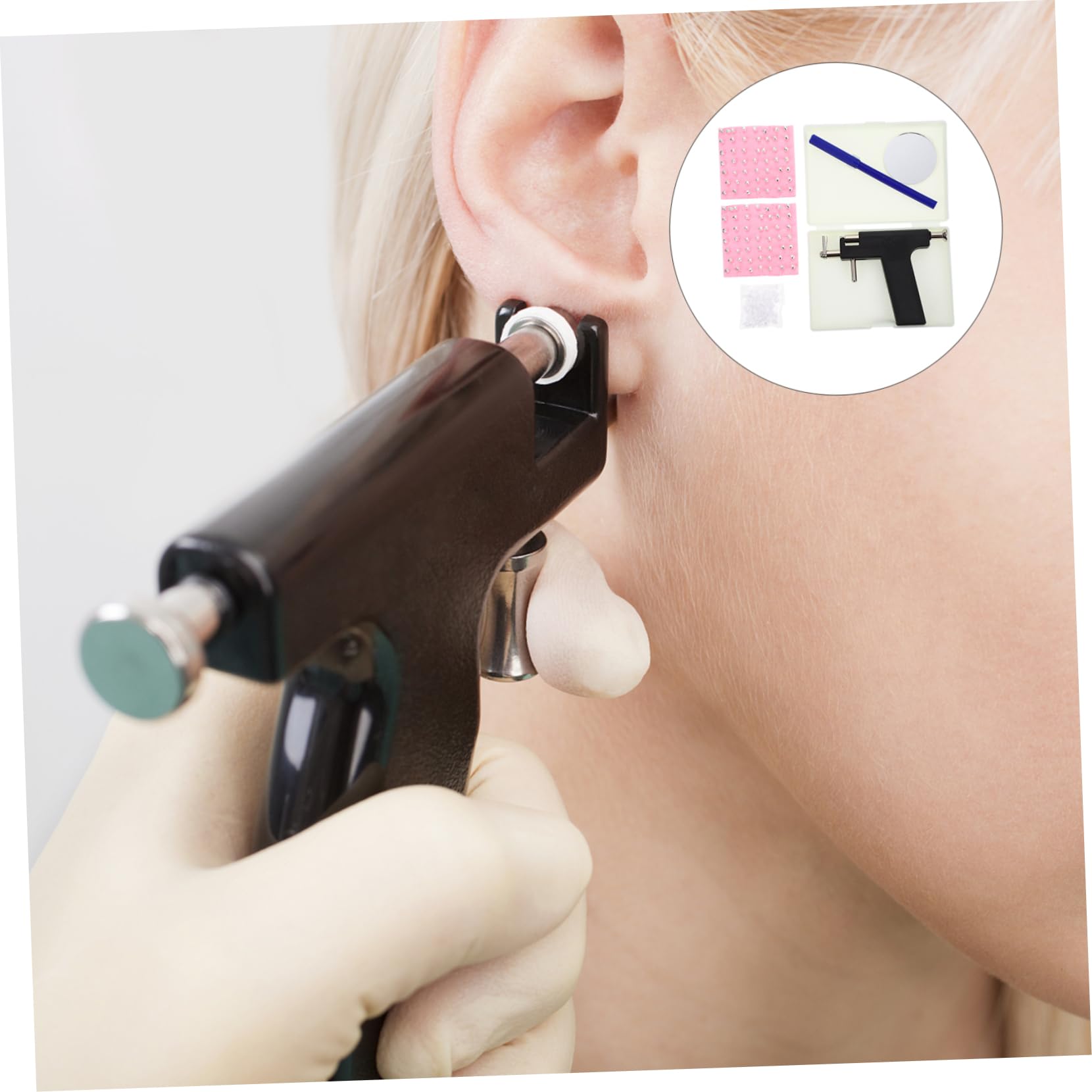 PartyKindom 1Set Portable Ear Kit with Ear Studs Low Navel Tool for Easy Use Includes Multiple Accessories for Efficient Ear Piercings for Personal Professional