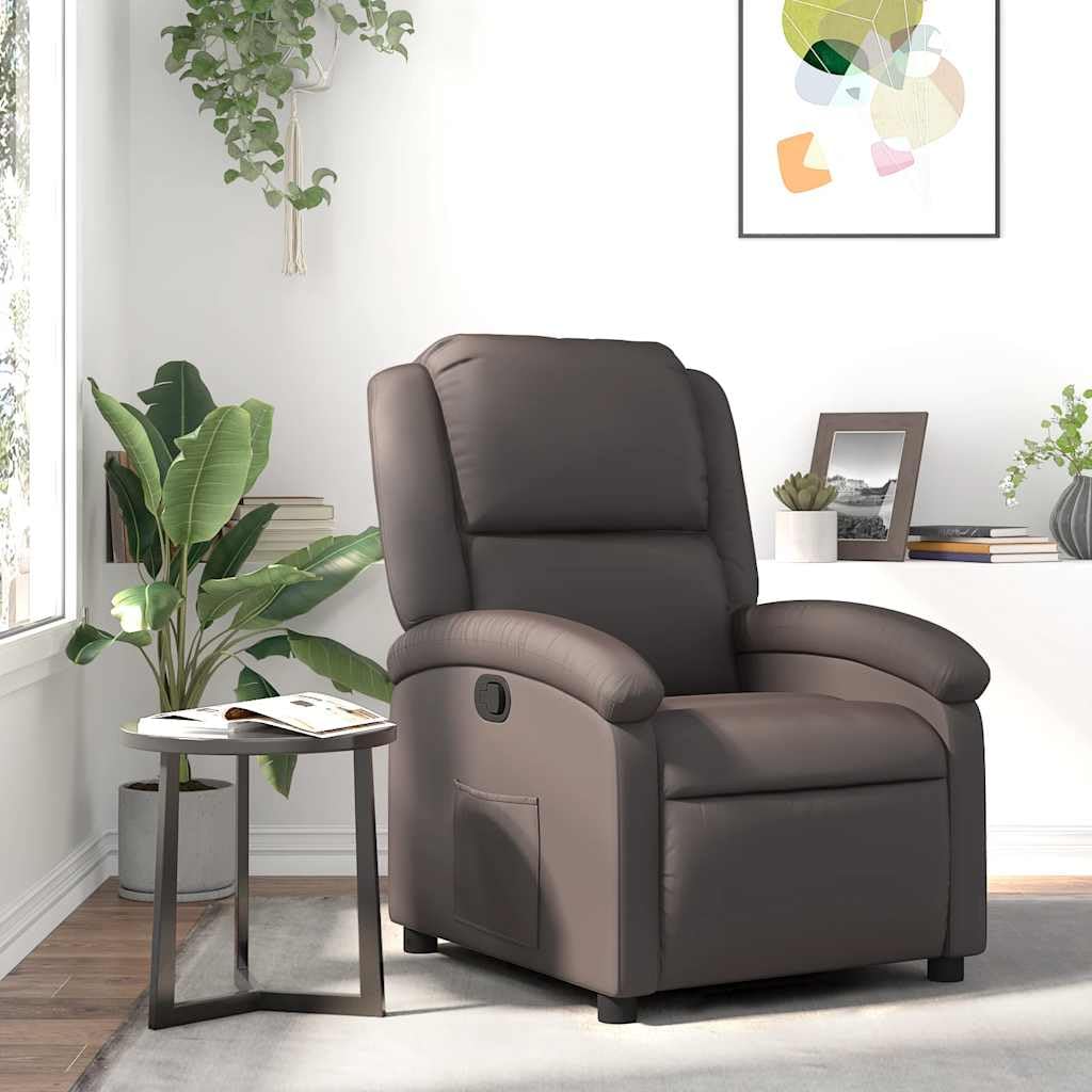 vidaXL Sillón reclinable Cuero auténtico marrón Oscuro