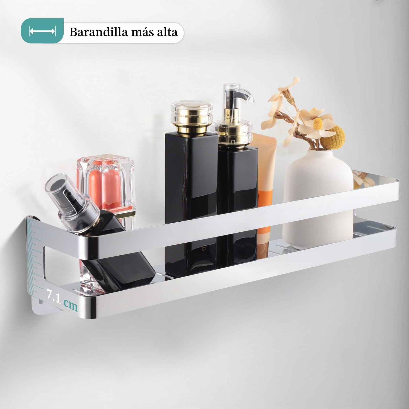 Estanteria Baño,Estante Ducha Acero Inoxidable, Organizador Ducha con Ganchos (Plata) (40cm)