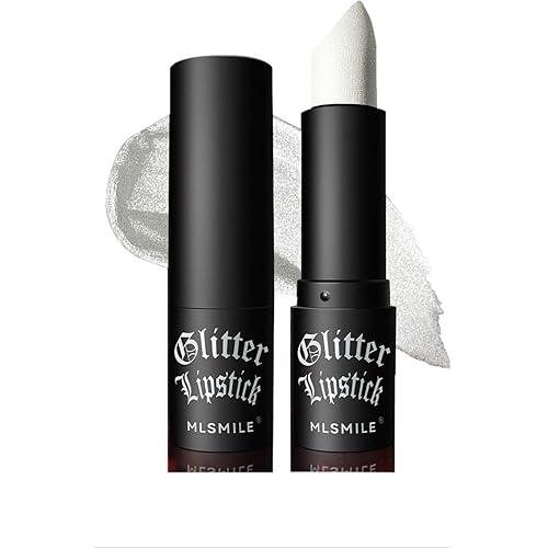 Diamond Lipstick Lip Gloss Long Lasting Waterproof Glitter Lipstick & Eyeshadow, High Shine Non-stick Cup Matte Lipstick, Flash Diamond Lip Gloss for Halloween Party Vampire Makeup (01#WHITE)