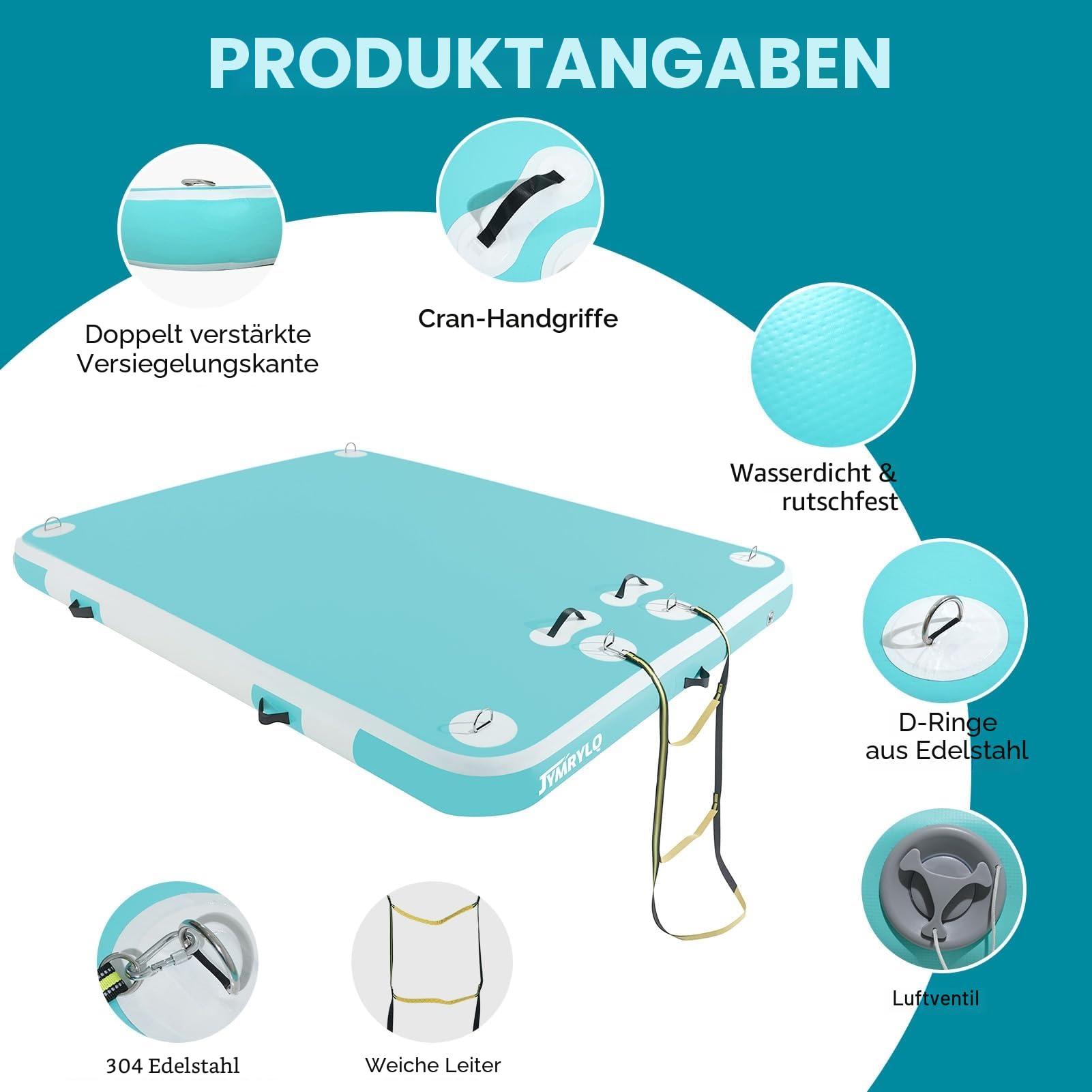 Aufblasbare Dock Schwimm Plattform Wasser Bade Insel 2/4/6 Personen für Boot Teich Pool See