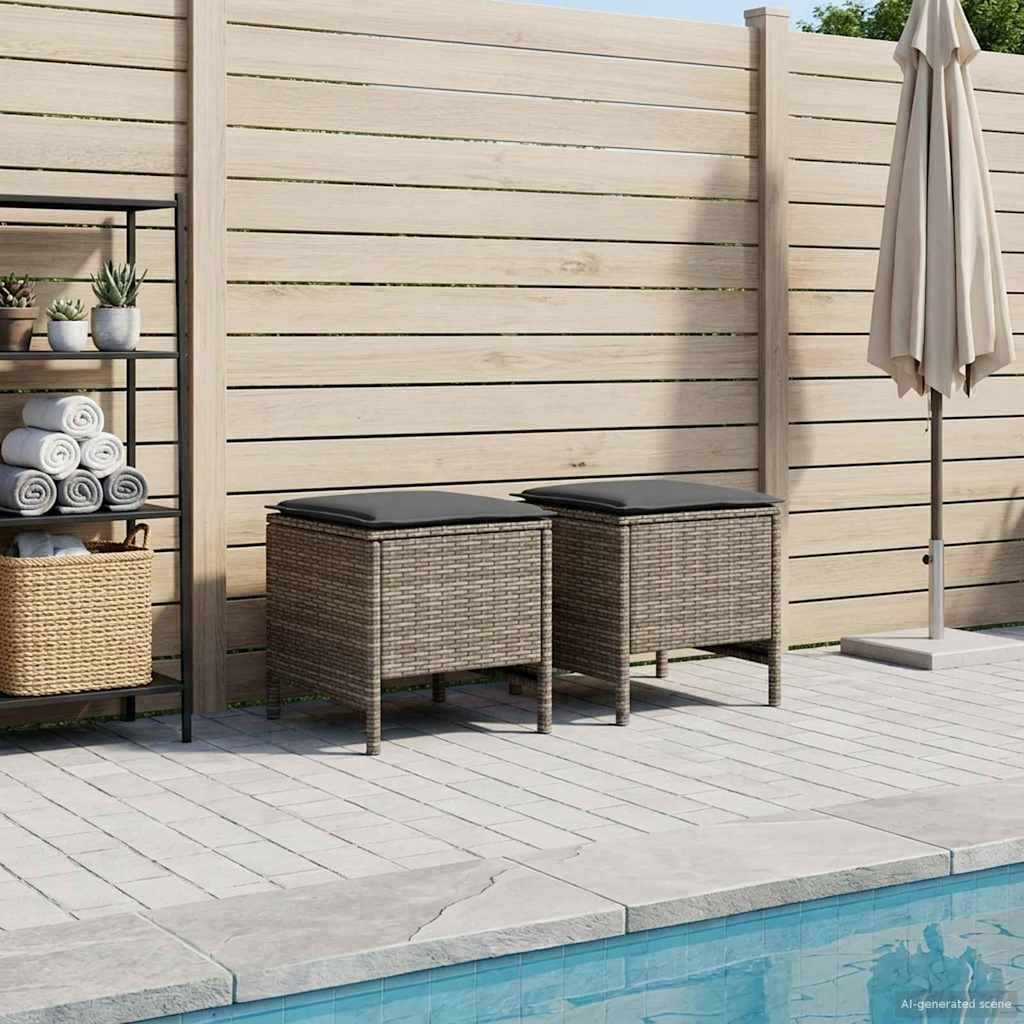 vidaXL Poggiapiedi da Giardino 2 Pezzo Grigio e Grigio Scuro, Sgabello moderno in rattan, poggiapiedi compatto, arredo da giardino, accessorio per patio, uso interno, sedia versatile