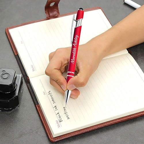 Vista 16 de Aolun Bolígrafo personalizado, bolígrafo grabado personalizado con lápiz capacitivo, metal suave al tacto, introduce el nombre, logotipo o mensaje
