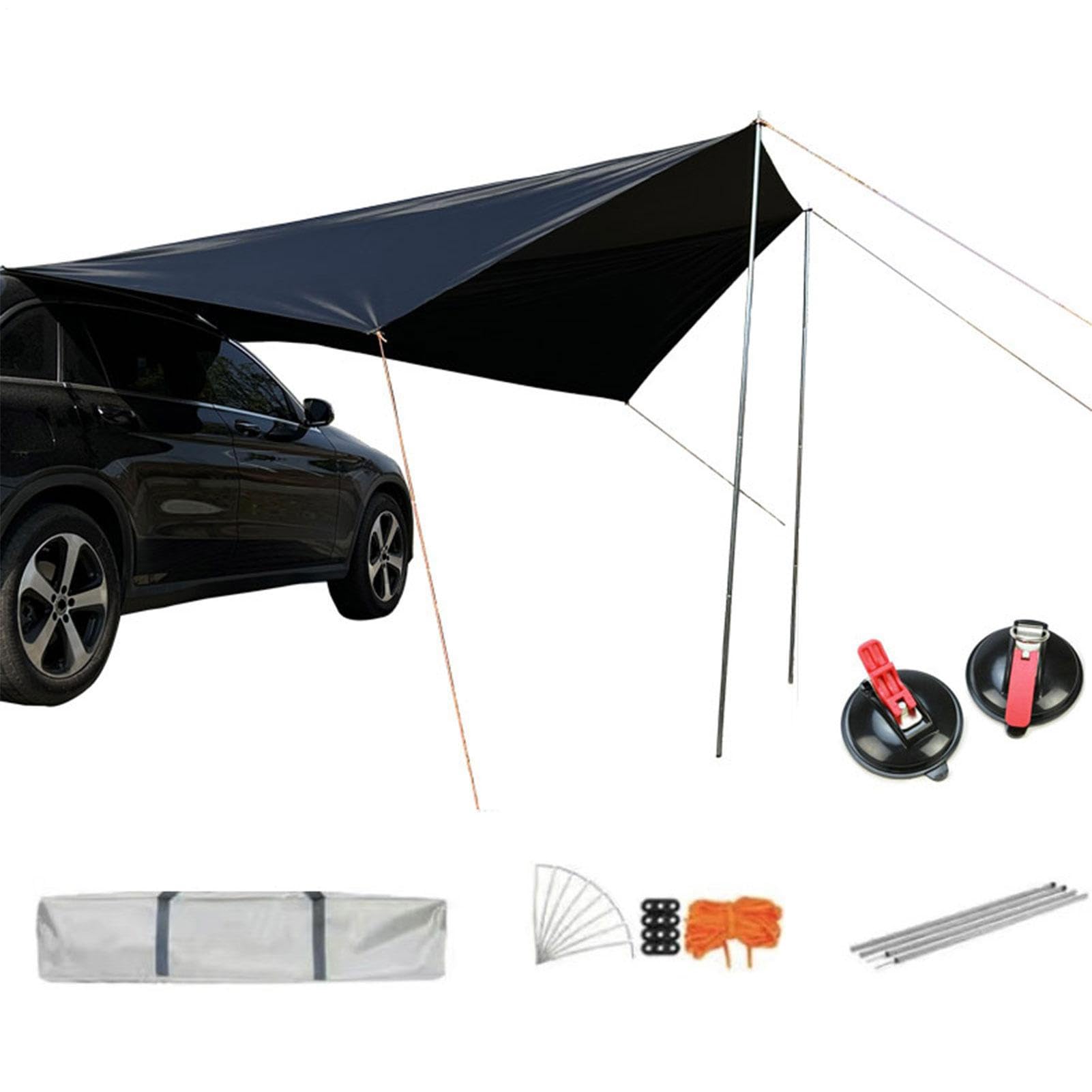 Tendalino Auto Telo Ombreggiante Impermeabile Anti-UV 2,7 X 3,4 M | Tettuccio auto antivento e protezione UV Per campeggio all'aperto parcheggio uso automobilistico SUV camion camper parte