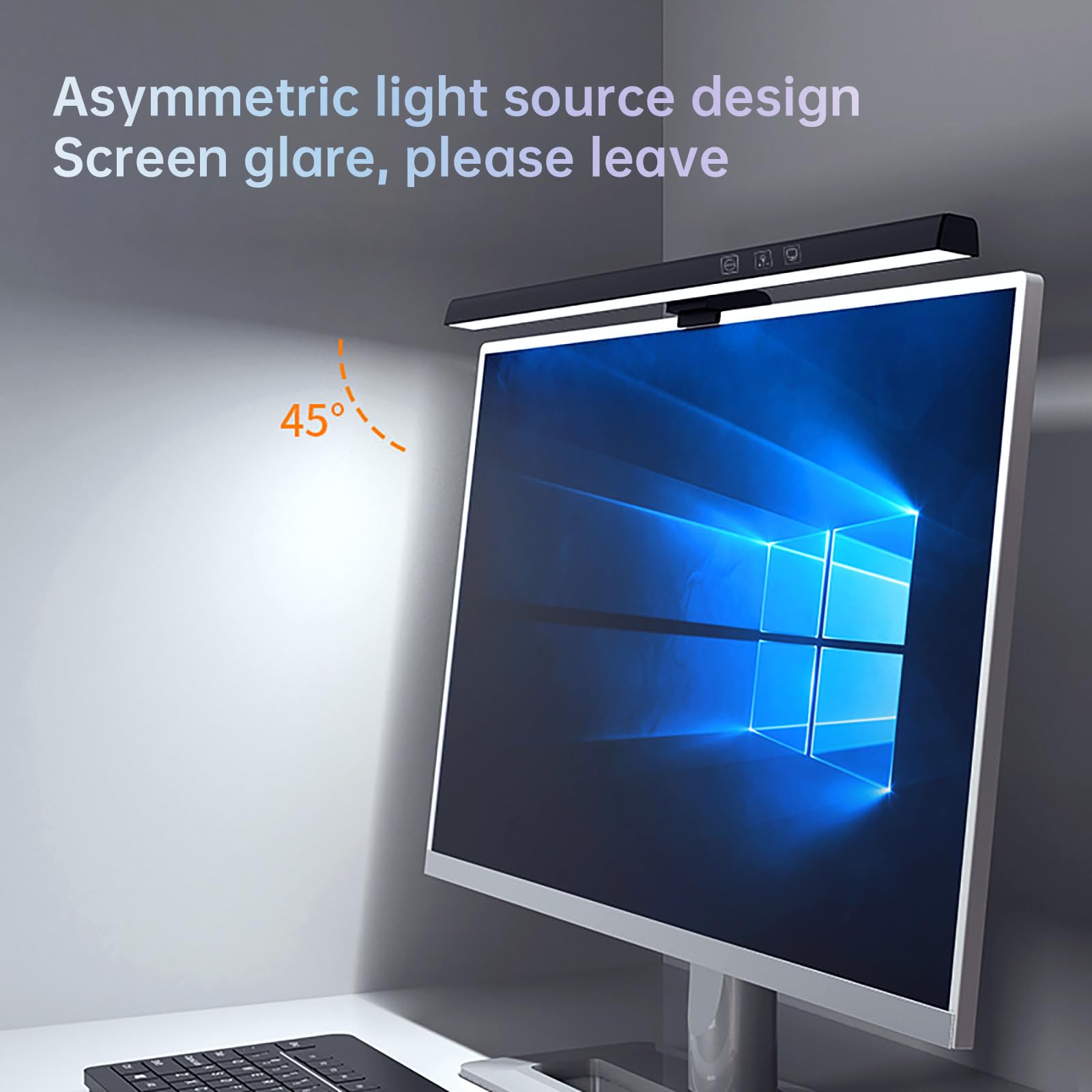 Barra de luz para monitor con retroiluminación RGB, lámpara de pantalla LED para computadora para cuidado de los ojos, fuente de luz dual alimentada por USB con control táctil para computadora 6