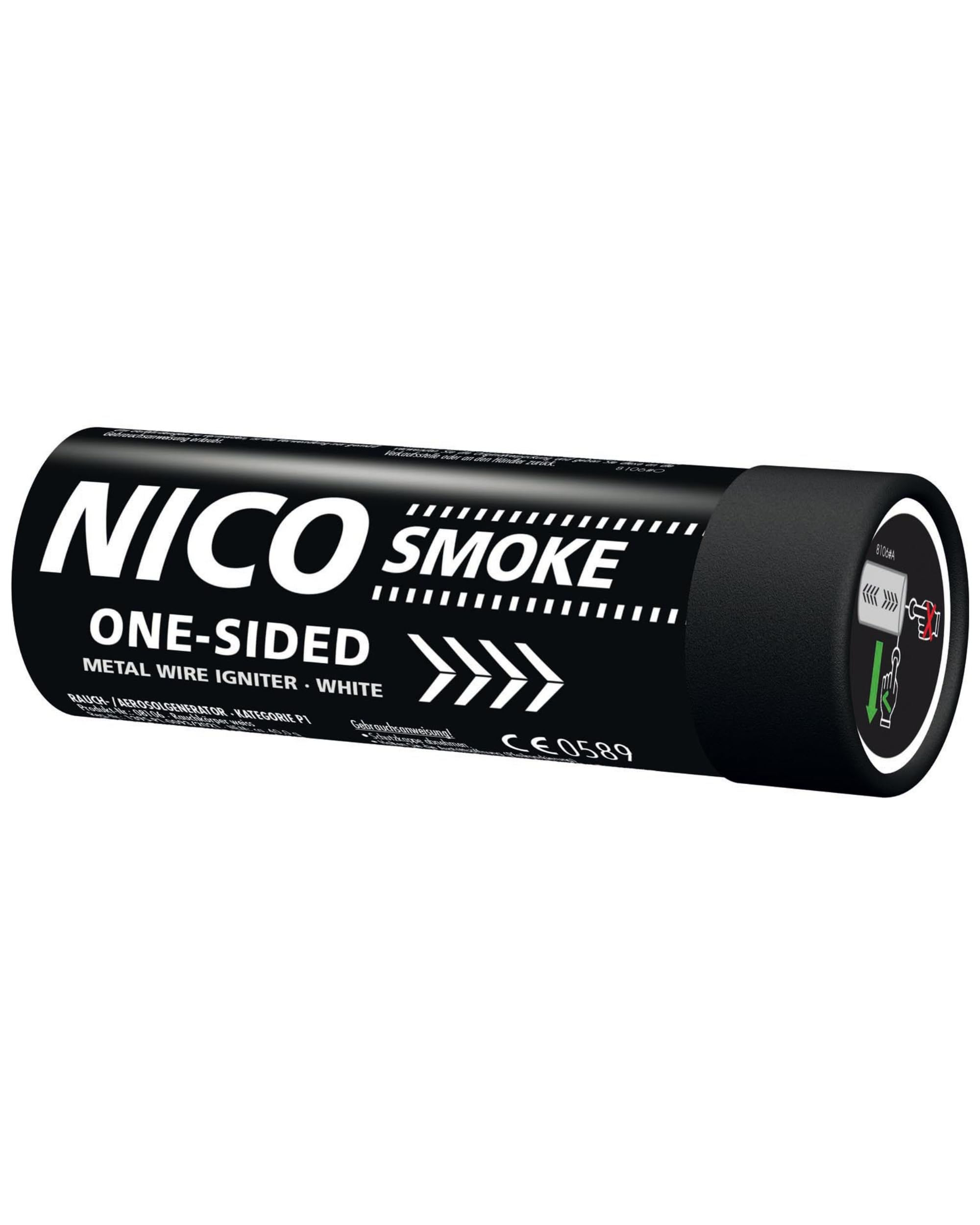 Rauchkörper Smoke Grenades 80 Sekunden im 5er Pack in Rot Blau Gelb Grün Orange Lila Grau Weiß von NICO Europe mit Anhänger (Weiß)