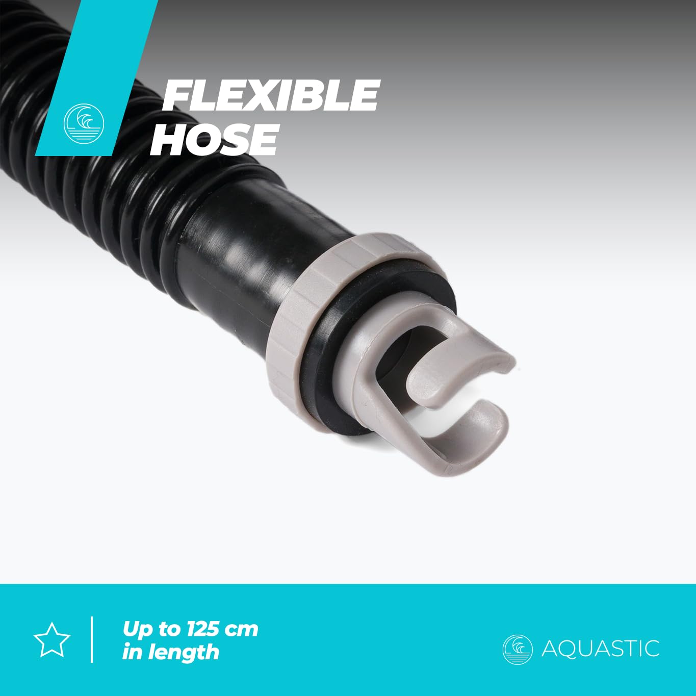 AQUASTIC Pompa a mano per kayak con manometro integrato Pressione 14,5 PSI / 1 bar Due Vani con capacità 3 litri Tubo lungo 125 cm Nero AQS-KPU001