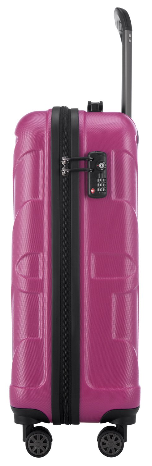 suitline Handgepäck Hartschalenkoffer 55x35x20 cm (34 L) ABS Kabinenkoffer mit TSA Schloss 4 Doppelrollen Teleskopgriff leicht robust Bordgepäck für Flugreisen Wochenendtrip Business, Magenta