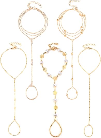ILGANT Gold Hand Chain Bracelets Set: Dainty Jewelry for Women