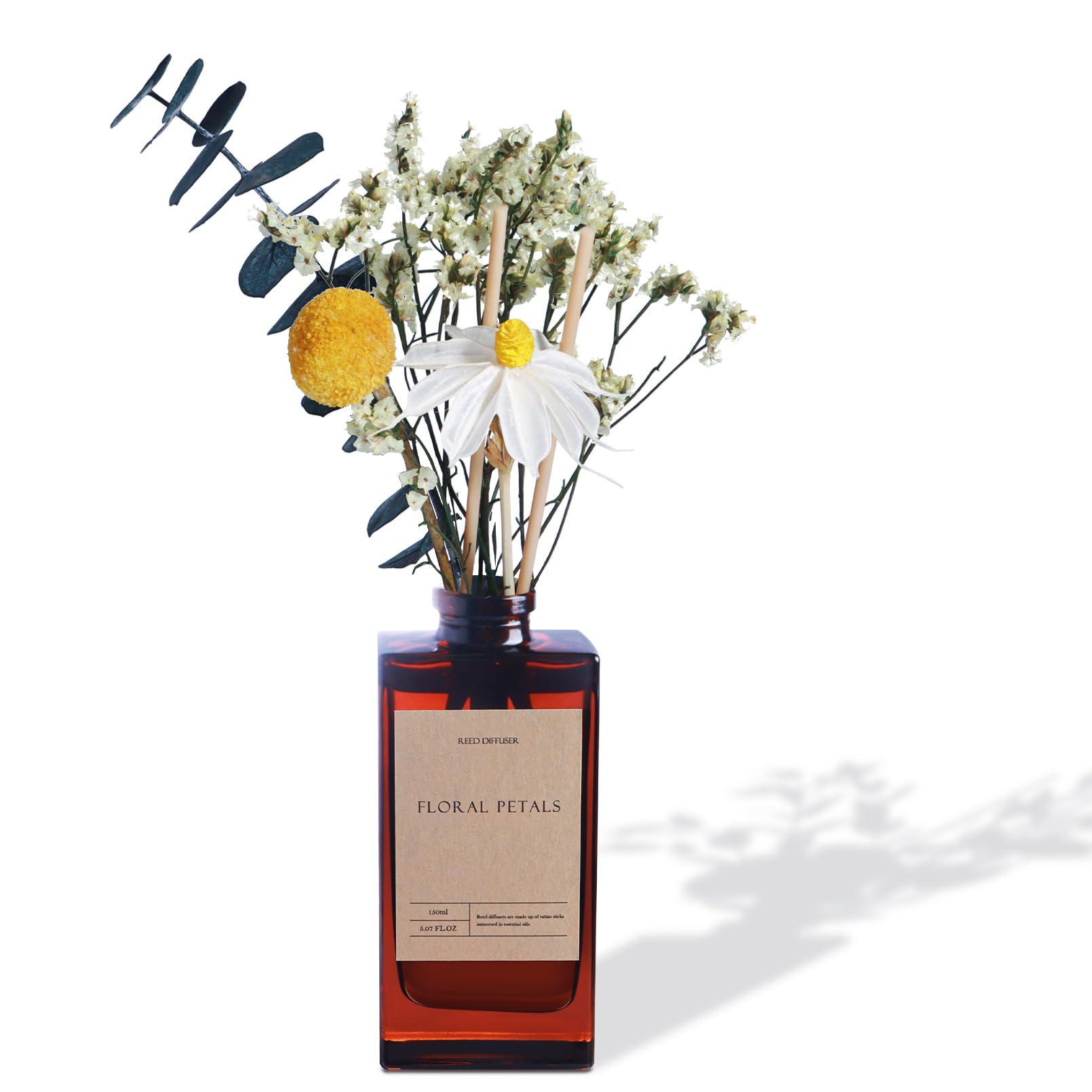 Reed Diffuser Set - Sea Salt & Sage Essential Oil, 5.07oz/150ml Seaweed Aroma Oils Scents with Dry Flower Decoration, Fragrance for Home Large Room Bathroom Office Shelf Decor