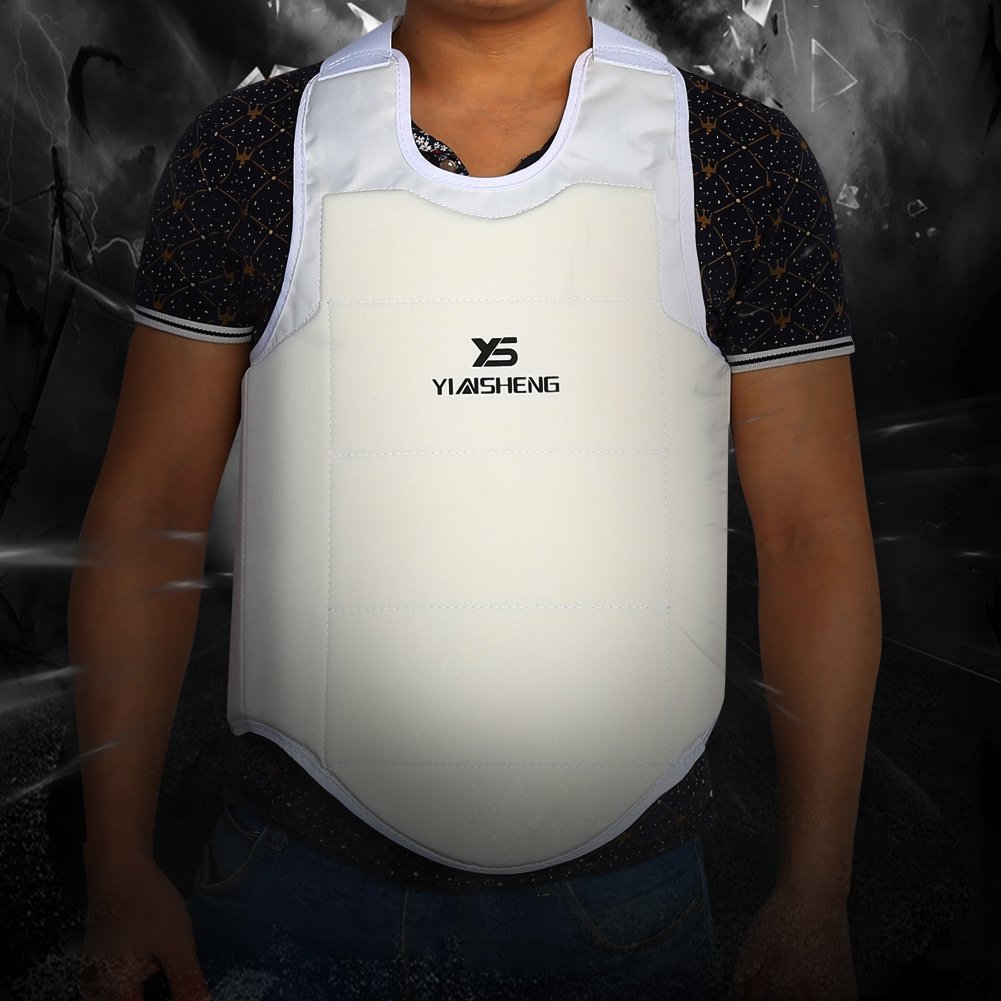 Alomejor Chaleco Protector, Ligero Transpirable Protector Torácico Tela Oxford Acolchada Cierre Frontal Ergonómico for Artes Marciales Taekwondo Karate Entrenamiento Competición Unisex
