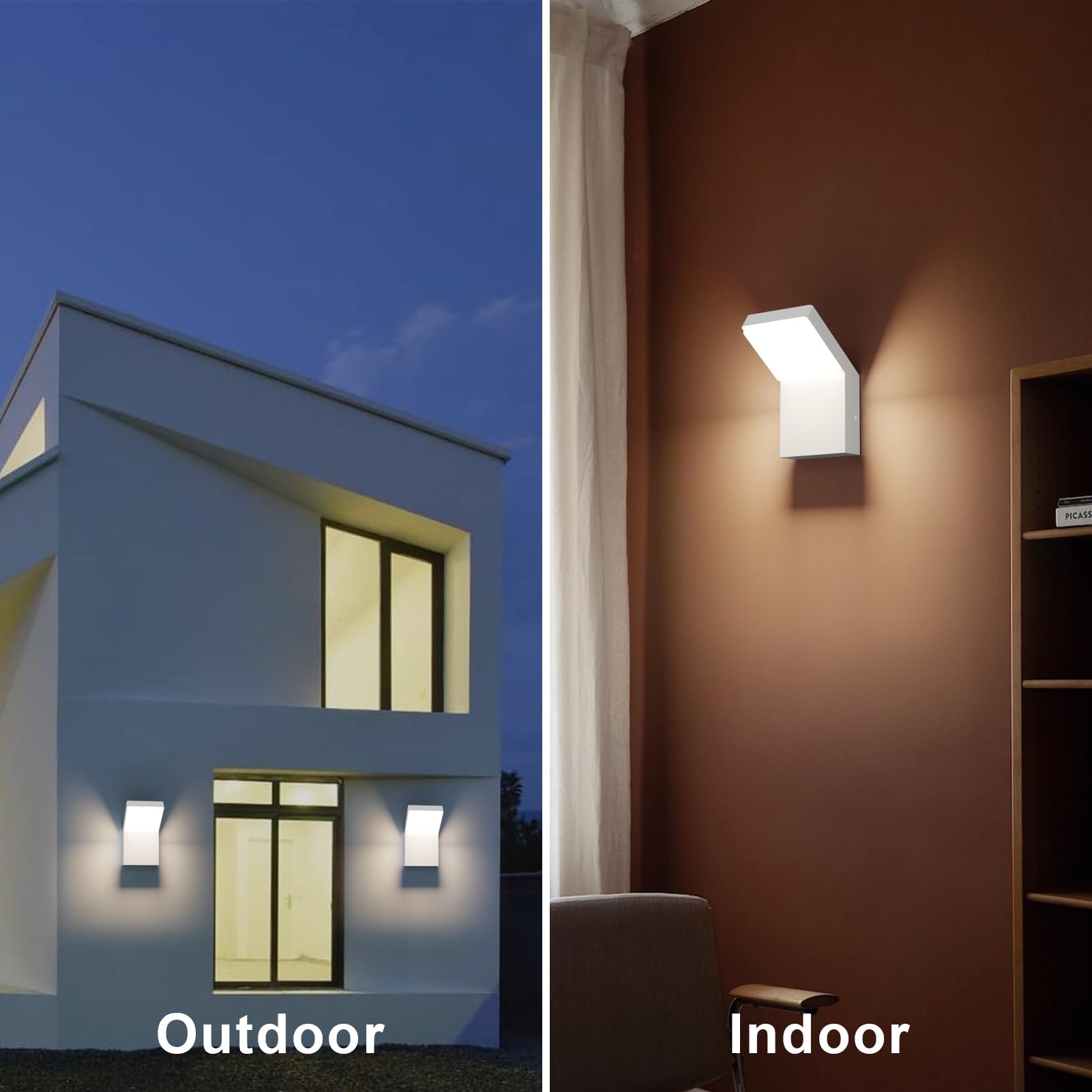 Klighten Applique da Parete LED Esterno Interno 24W IP65, Lampada da Parete Moderno Luci da Parete in Alluminio per Ingresso Terrazza Giardini, Bianco, 1500 Lumen, Bianco Naturale 4000K