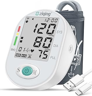 ZIQING Blood Pressure Monitor, Bp Machine with Large Cuff Upper Arm Cuff of 8.7-17.3 Inches, Large Screen, Total 198 Memories for 2 Users(White)