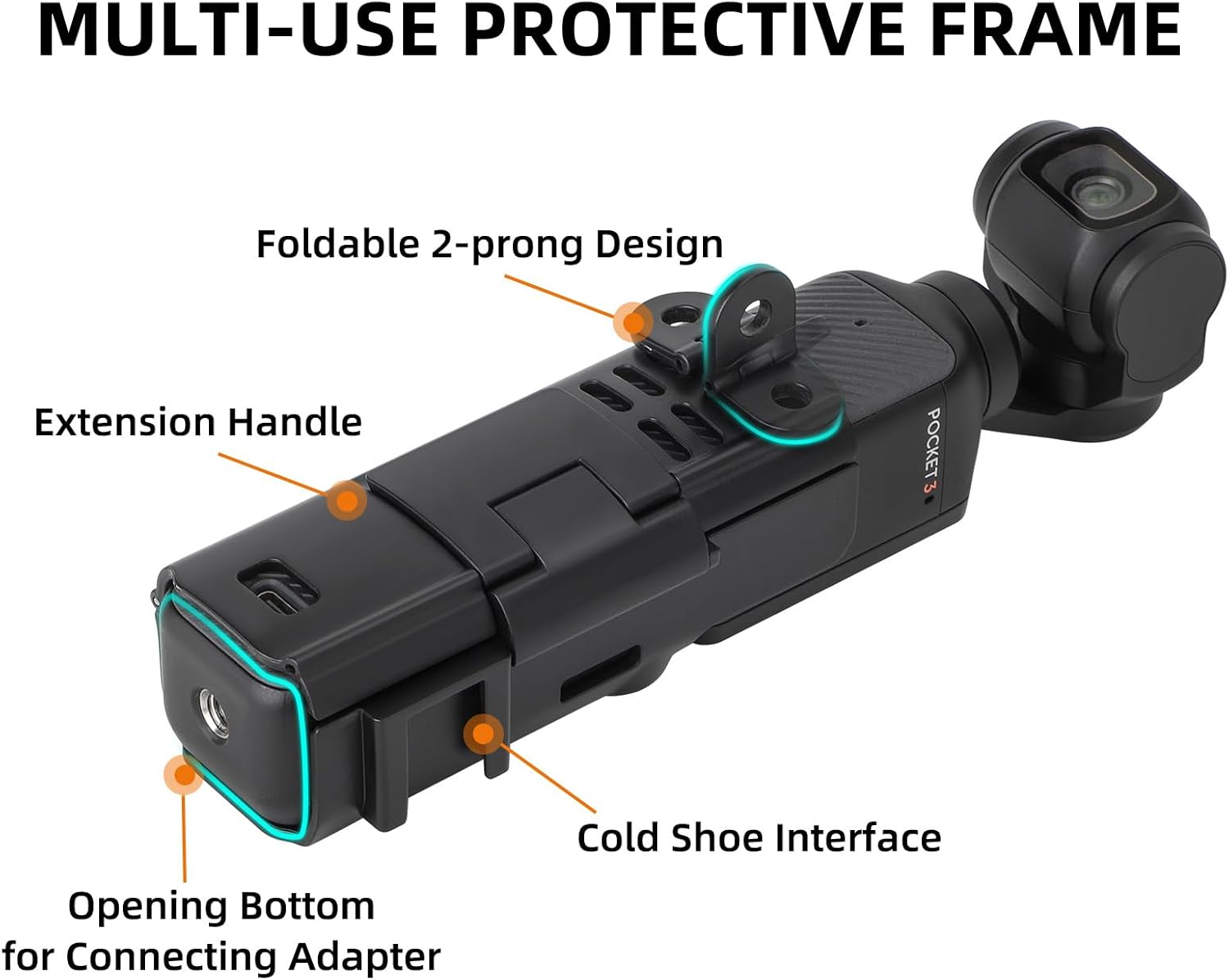 LICHIFIT Multi-Functional Expansion Adapter Mount + Gimbal Lens Screen Protective Cover for DJI OSMO Pocket 3 Camera Bracket Frame Case Protective Cage Holder