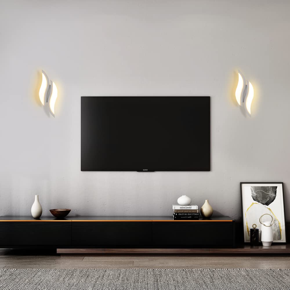 Goeco Applique LED da Parete Interno, Lampada da Parete LED, 12W Moderno Applique a Muro 3000K per Soggiorno Camera da Letto Scale, Bianco
