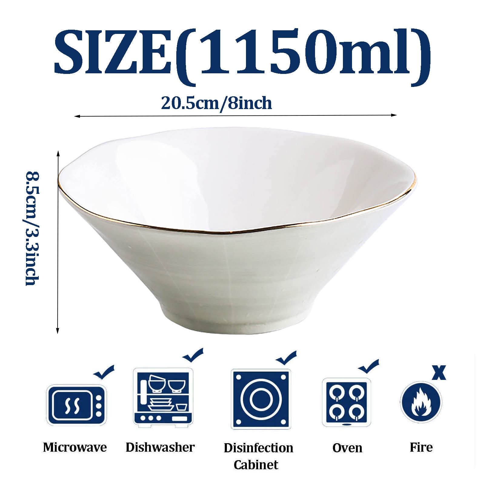 Cuenco de sopa de cerámica. Tazón de ramen Tazón de sopa Tazones de sopa de cebolla francesa, Tazón de ramen de cerámica Juego de 2 tazones de sopa Tazones de porcelana for servir Cereales(White,1150m