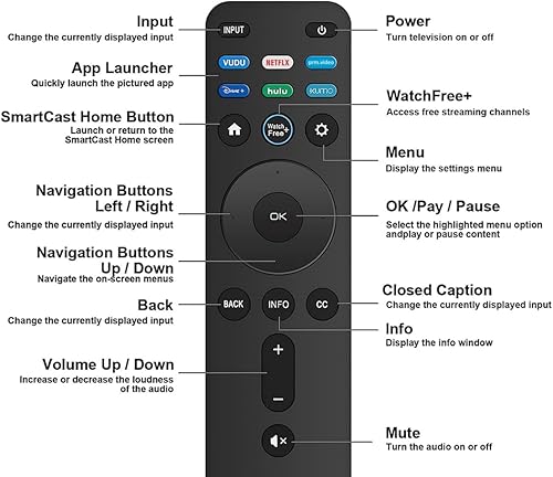 Miniatura 7 de Reemplazo de control remoto universal para todos los Vizio Smart TV Smartcast 4K P-Series V-Series D-Series Serie M Serie E Serie F, para XRT140