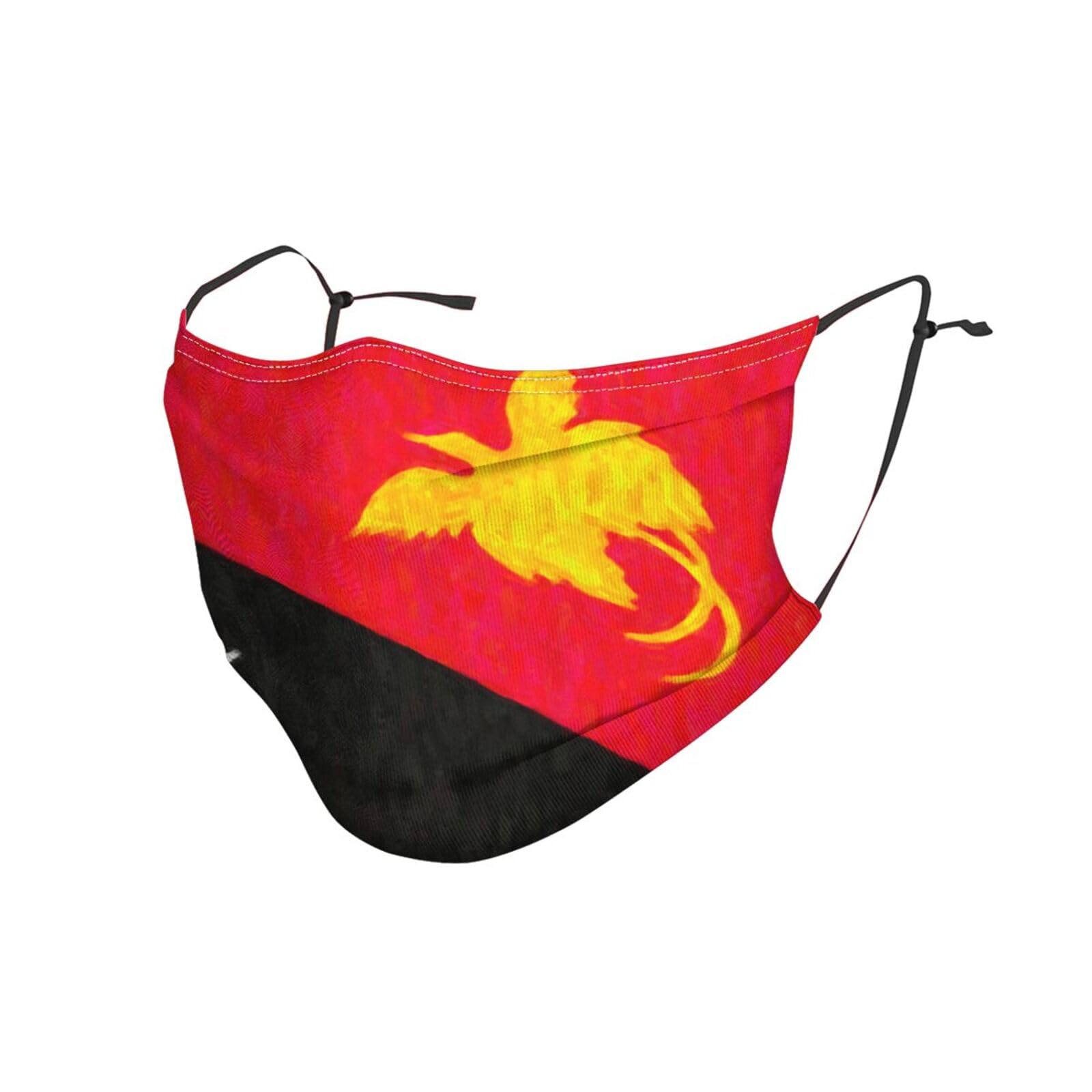 Flag of Papua New Guinea Oil Painted Face Mask Breathable Balaclavas Adjustable Washable Masks Black