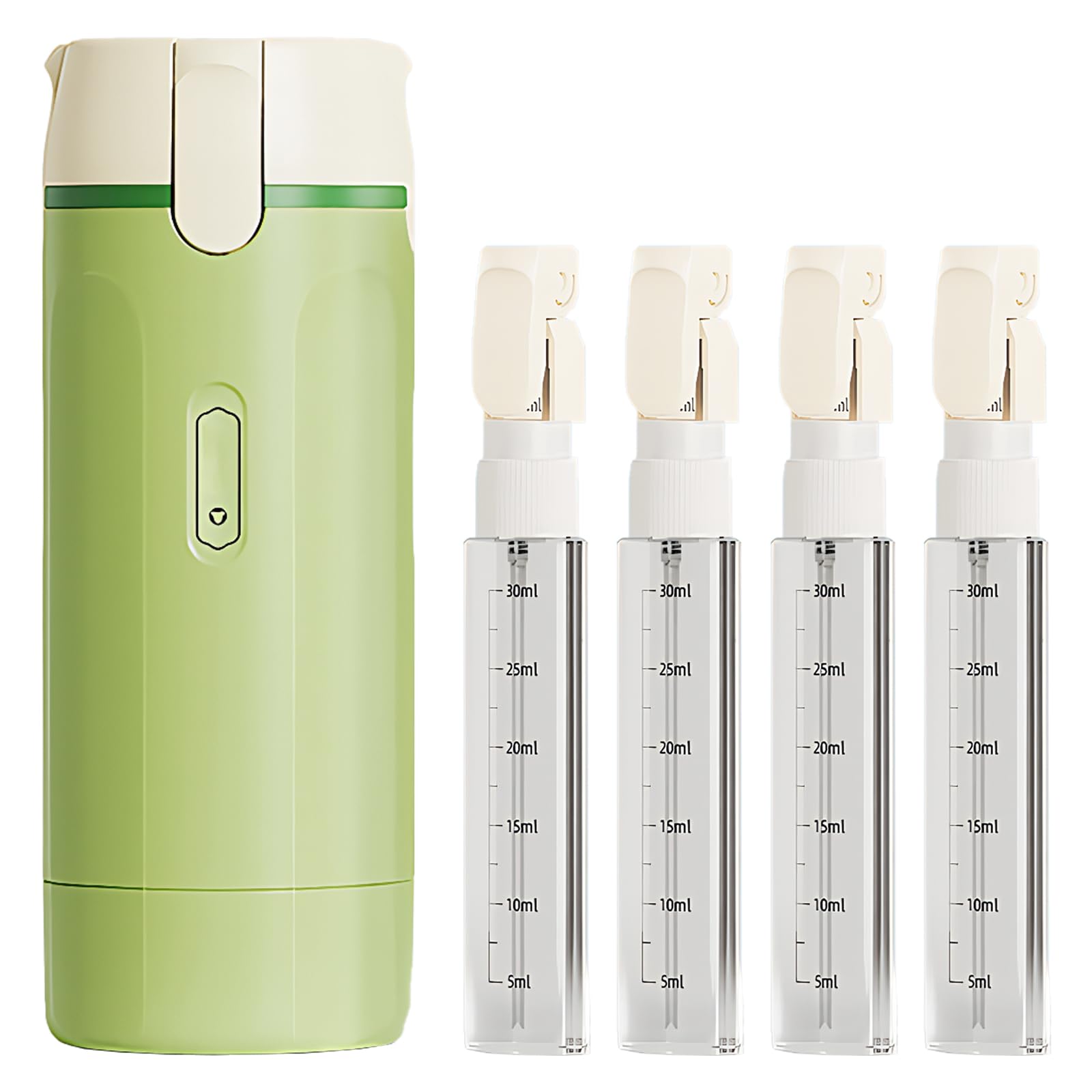 Xazuninsu Cream 4 In 1 Travel Bottle Dispenser,Refillable Travel Bottles For Toiletries,Leak Proof Squeeze Dispenser With Scale & Label For Shampoo Lotion Liquid