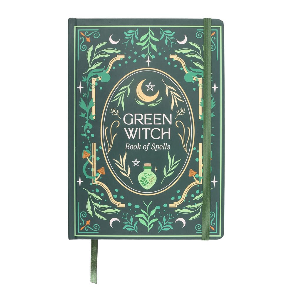Something Different Wholesale Green Witch A5 Notebook | 100 Sheets | Elastic Closure | Ribbon Marker