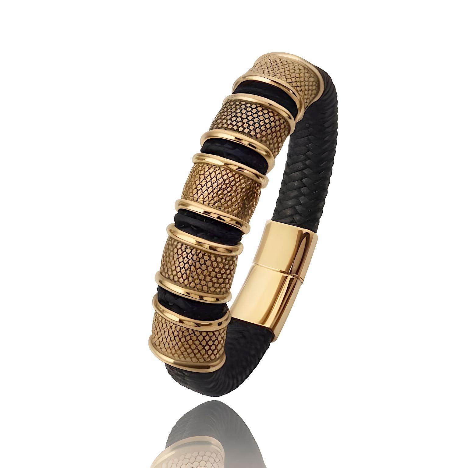 THE MEN THING KAIROS RADIANT GOLD - Genuine Leather Braided Bracelet with Stainless Steel Magnetic Buckle for Men & Boys (8 inch) (B0CZKZ97F4) Amazon Price History, Amazon Price Tracker