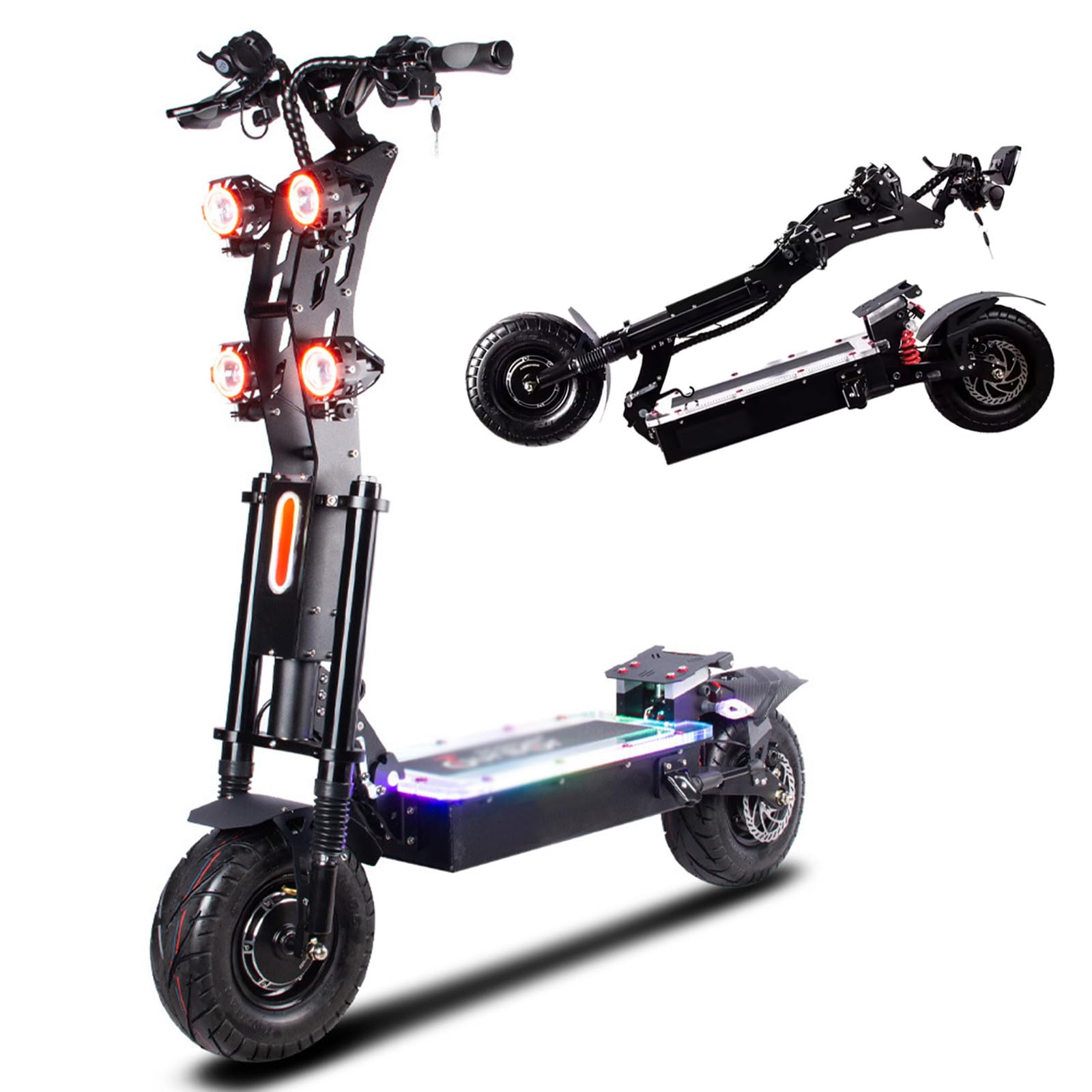 13 Foldable Electric Scooter Adults Heavy Electric Offroad Scooter Dual Motor LED LCD Screen Headlight Electric Scooter with