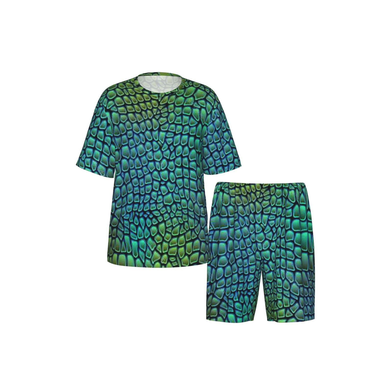 Alligator Skin Print Uomo Manica Corta Pigiama Set Pigiameria Leggero Traspirante Morbido Homewear 2 Pezzi