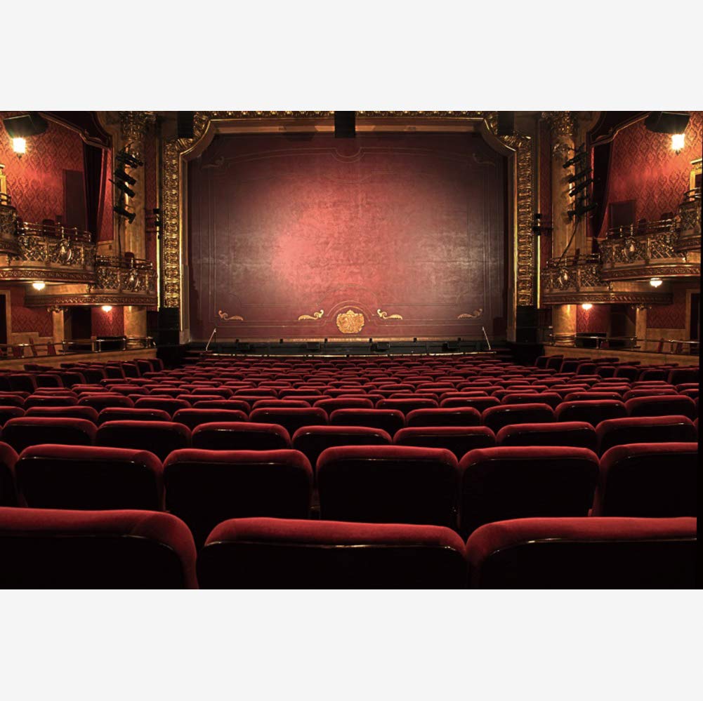 OERJU 6x4ft Vintage Theater Interior Photography Backdrop Red Seats Spotlights Splendid Opera Building Concert Live Background Superstar Drama Play