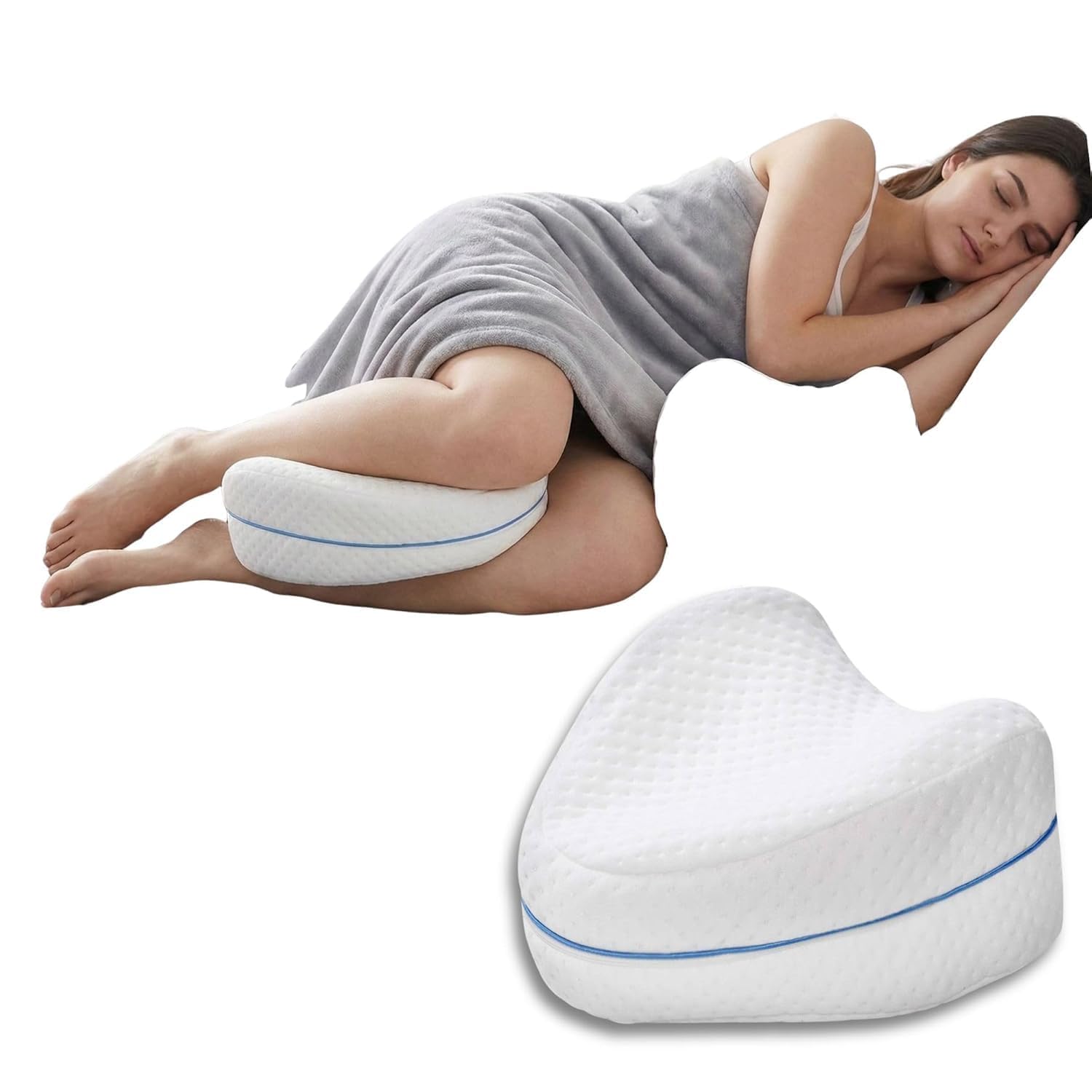 Memory Foam Knee Pillow Leg Support Cushion Orthopedic Contour Pillow for Back Pain Pregnancy Hip Joint Alignment with Washable Cover Sleeping Support Pillow-image-28