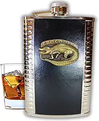 Cantil de Bolso Inox Porta Bebida Whisky Vodca 9Oz 266Ml (Crocodilo)