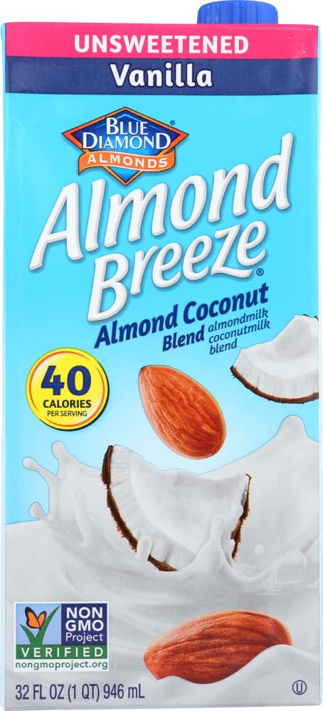 Blue Diamond Unsweetened Coconut Almond Breeze Vanilla -- 32 Fl Oz