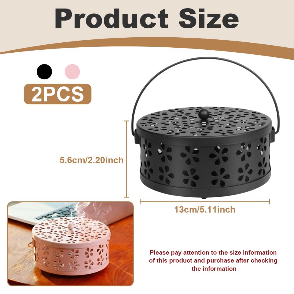 2 Piezas contenedor portátil en Espiral,Soporte Bobina Mosquitos,Quemador de Incienso Portátil,para casa, Oficina, jardín, Piscina, Camping, Estudio de Yoga, Hotel, Biblioteca