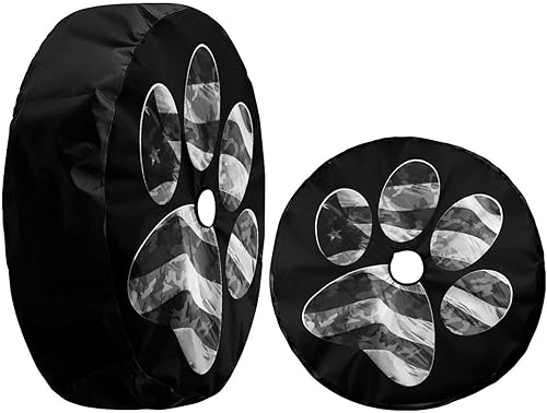 Miniatura 3 de Foruidea Paws - Cubierta para neumático de repuesto con bandera estadounidense con orificio de cámara de respaldo, cubierta de neumático para