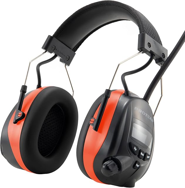 Protear Ear Defenders with DAB+/FM Radio & Bluetooth 5.2, Noise Cancelling Wireless Headphones for Workshop, Garden/Mowing, CE Certified SNR 30dB