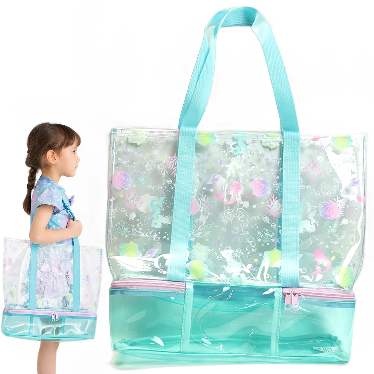 Amazon | ZAIDEA 2層式 プールバッグ スイムバッグ ビーチバッグ  