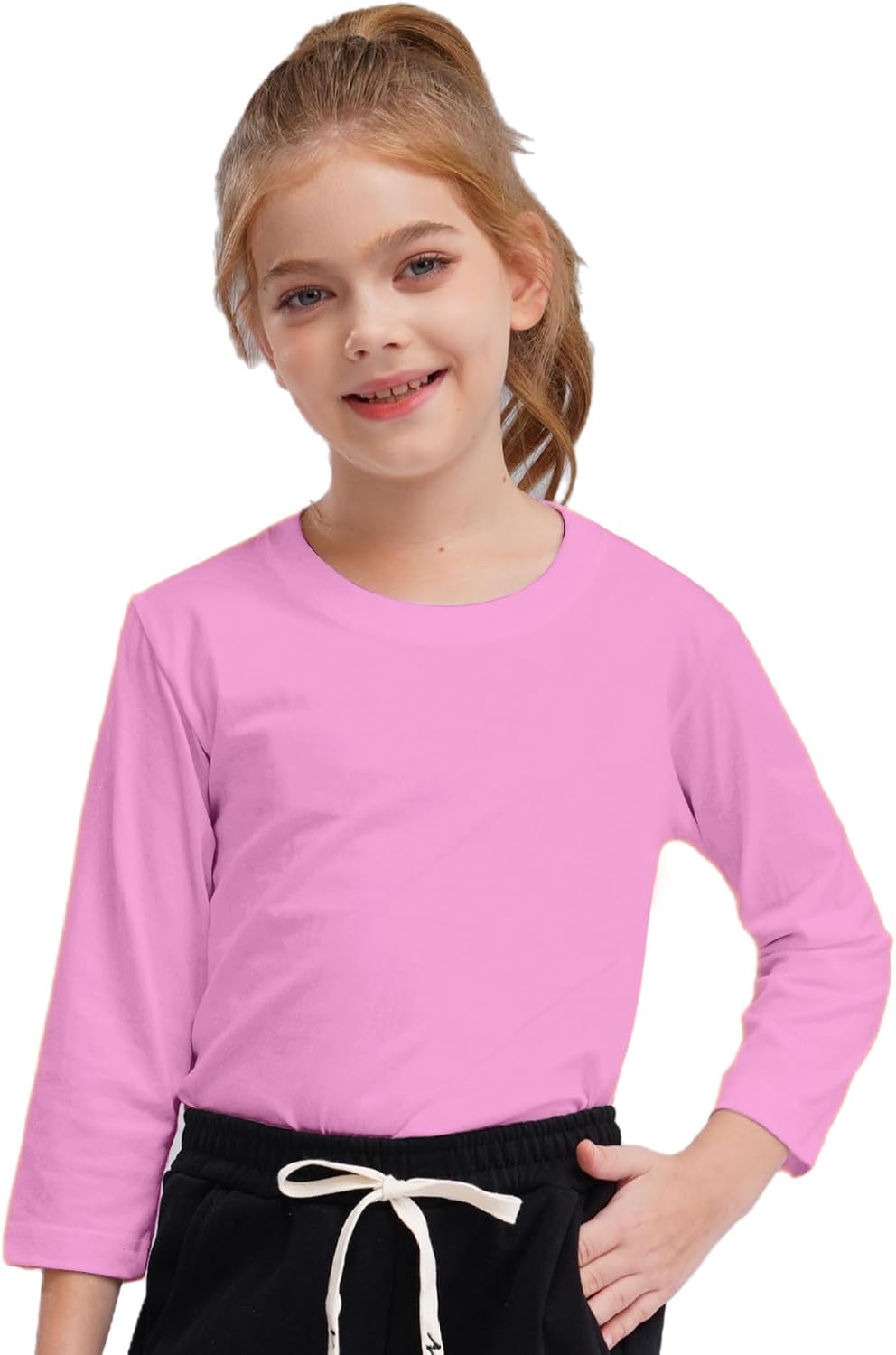 Kids Boys and Girls Solid Color Warm Underwear Top Basic Long Sleeves Round Neck Thermal Tops Casual Warm Tops