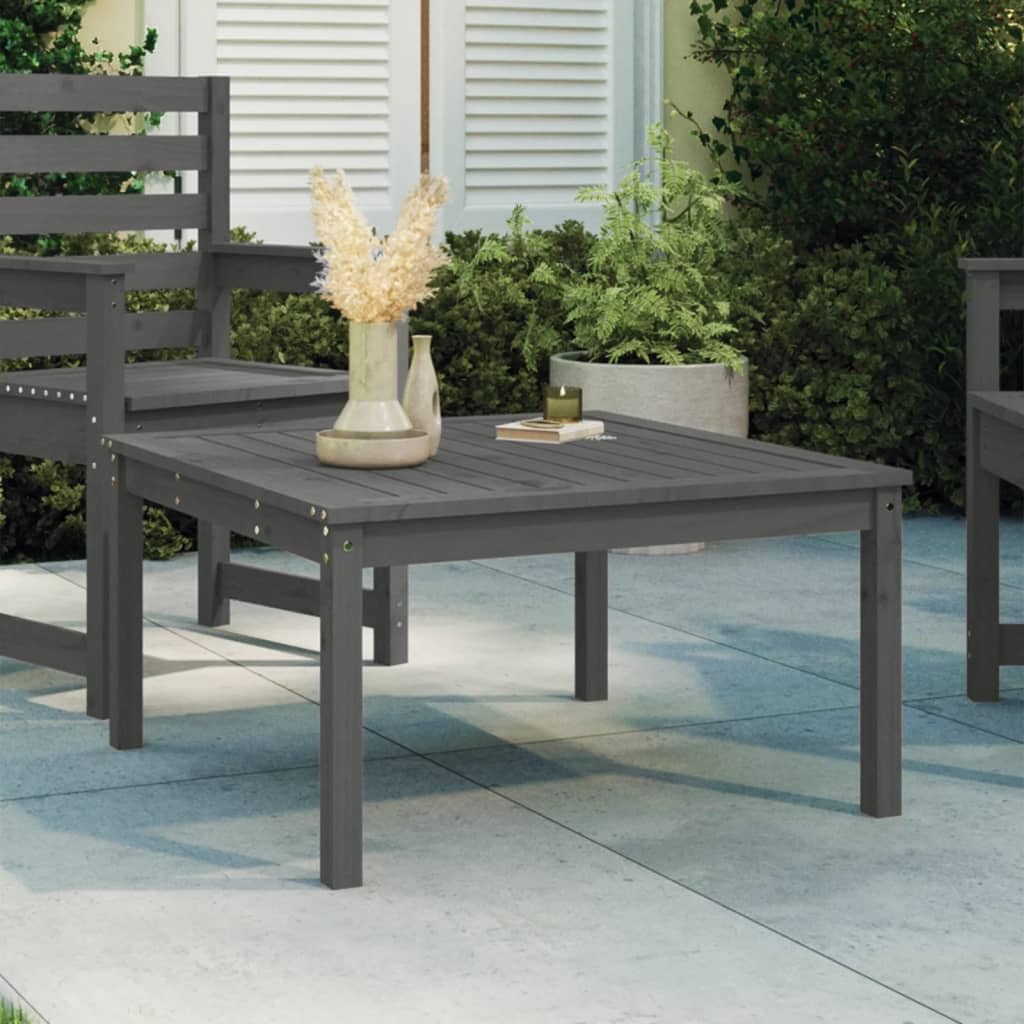 SXZenSpace 82.5 cm Square Grey Garden Coffee Table Solid Pine Patio Bistro Furniture Low Outdoor for Terrace Balcony and Camping