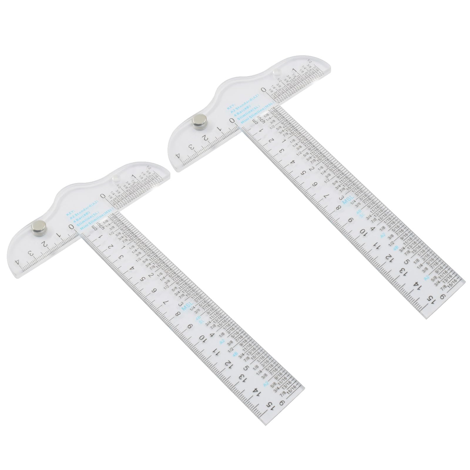 Confezione da 2 righelli quadrati in plastica da 15,2 cm, strumenti da disegno trasparenti, righello a T per layout generale e disegno tecnico