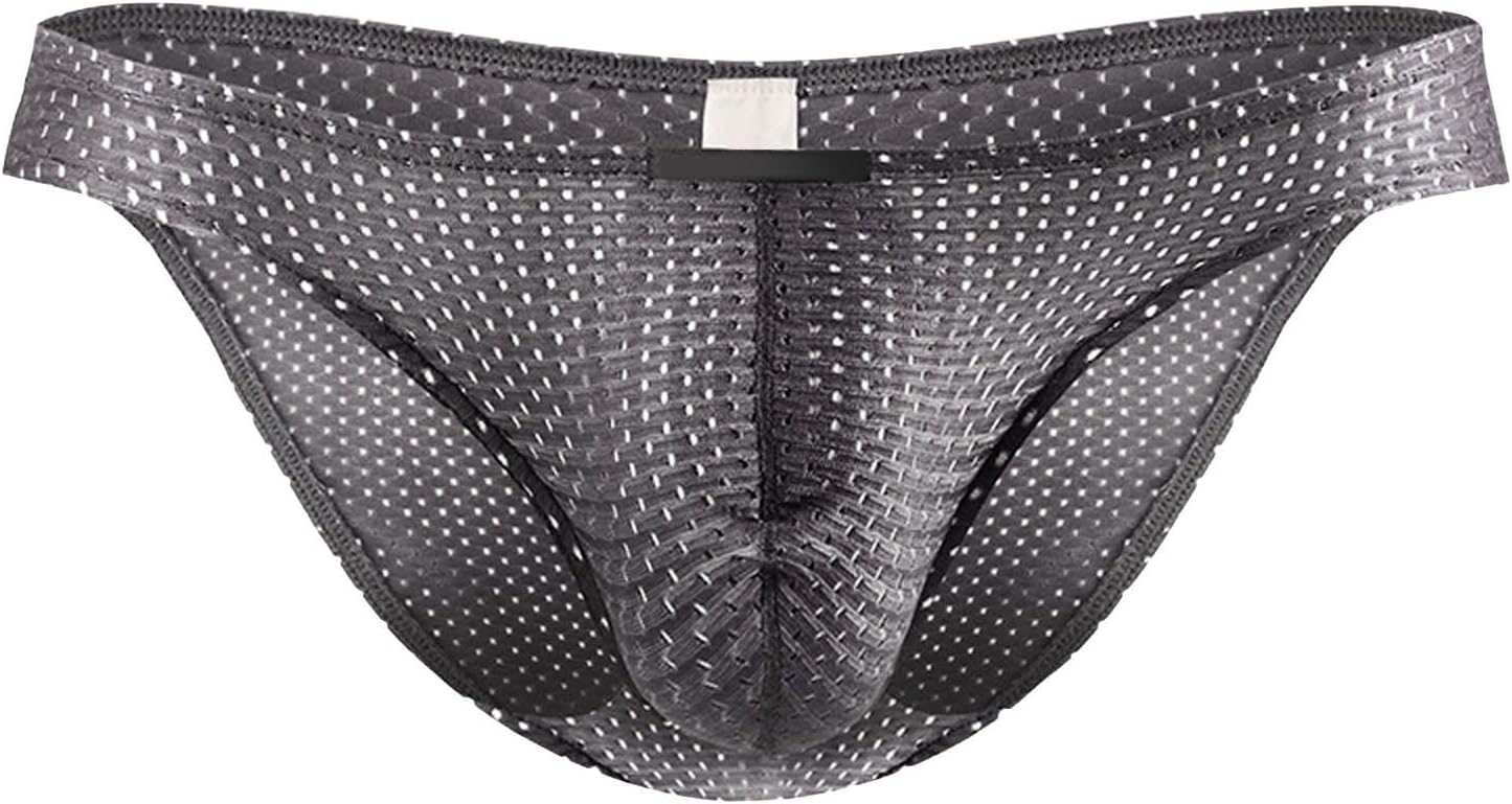 Men Boxer Briefs Seamless Ice Silk Sexy Bulge Seamless Cool Loose Comfortable Casual Light Stretchy Elastic Ultra Thin Quick Dry Elastic Grey