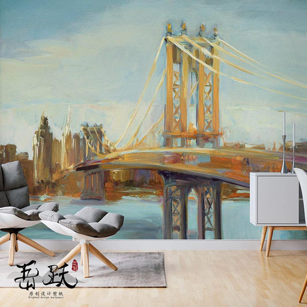 Yueyue Nordic Bridge Architectural Creative Wallpaper Personality Simple Modern Art Wallpaper Living Room Background Custom Customize Mural-300cmx210cm