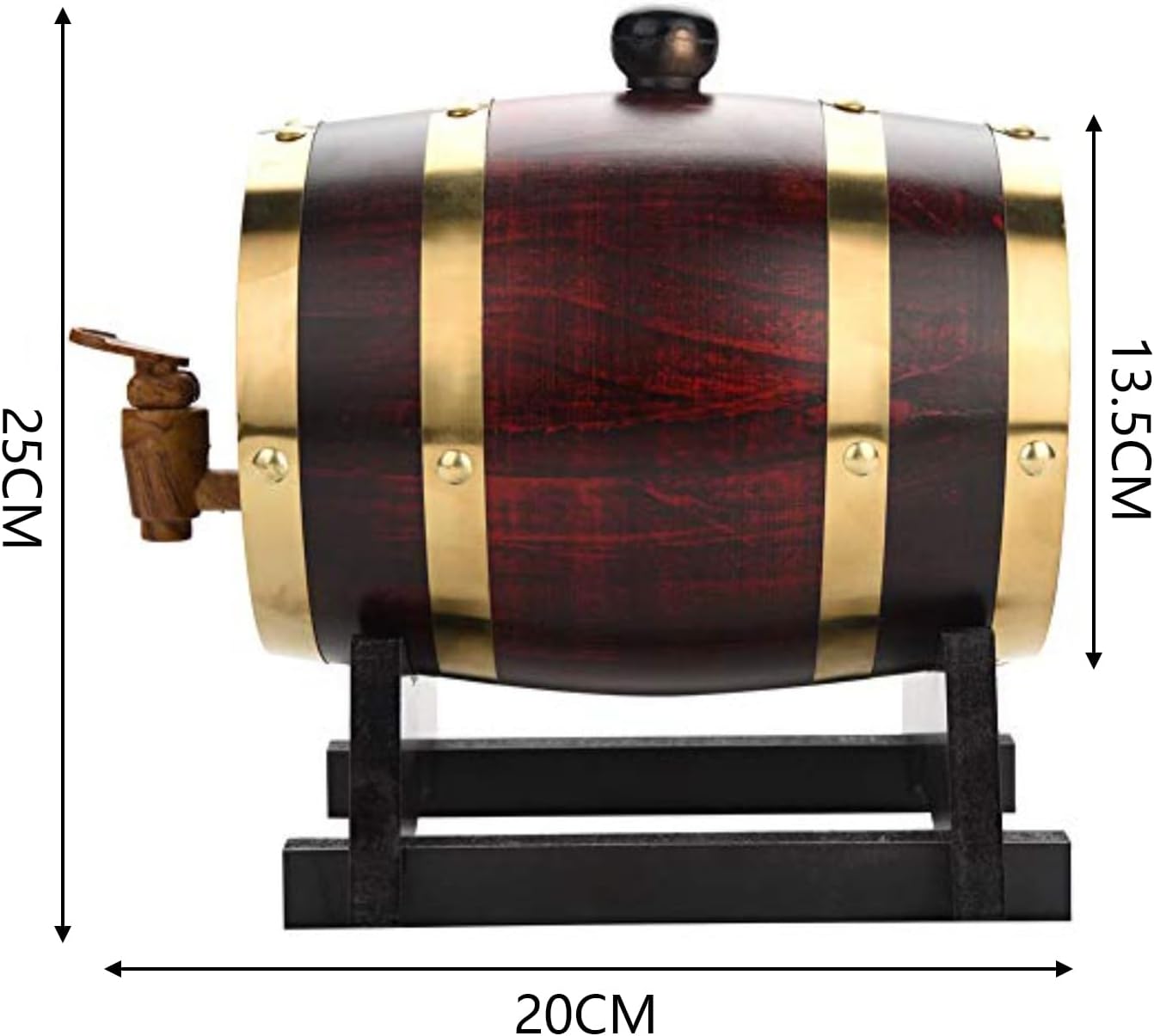 Wooden Wine Barrel 1.5L Pine Wood Beer Barrel Sealing Whiskey Barrel Dispenser Leak Proof Brandy Bucket Wine Storage Holder with Tap & Stand,Retro Color
