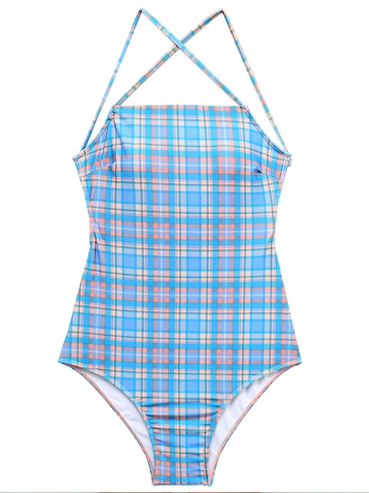 Maillot De Bain Femme 1 Pieces Version Treillis Cordon Maillot de Bain Une pièce Maillots de Bain Femmes Natation Dos Nu Body été Maillots de Bain pour L'ExtéRieur(S1Picture Color,XL)