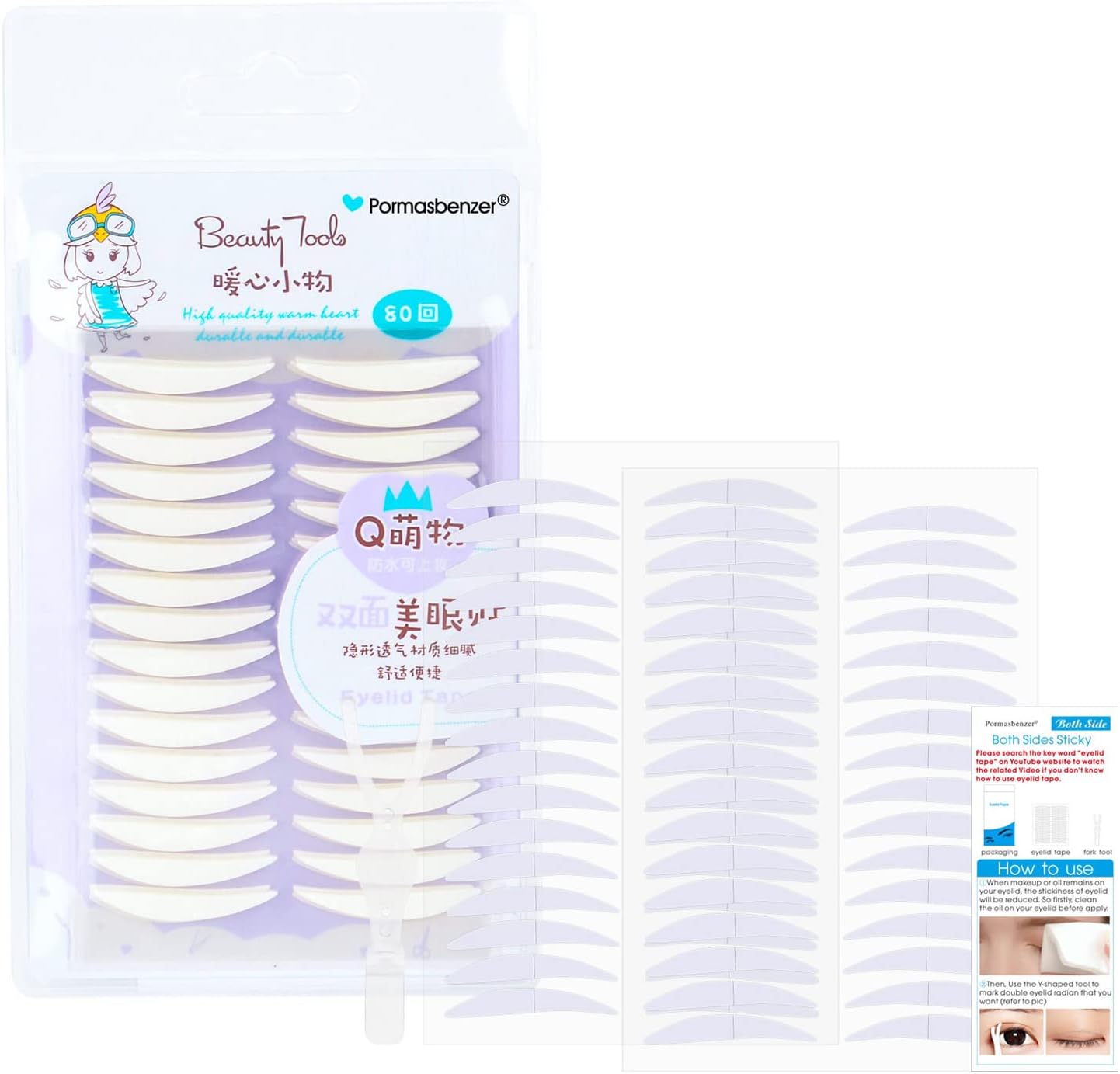 Invisible Large Two-sided Sticky Double Eyelid Tape Stickers, Perfect for Single, Hooded, Droopy, Uneven, Mono-eyelids