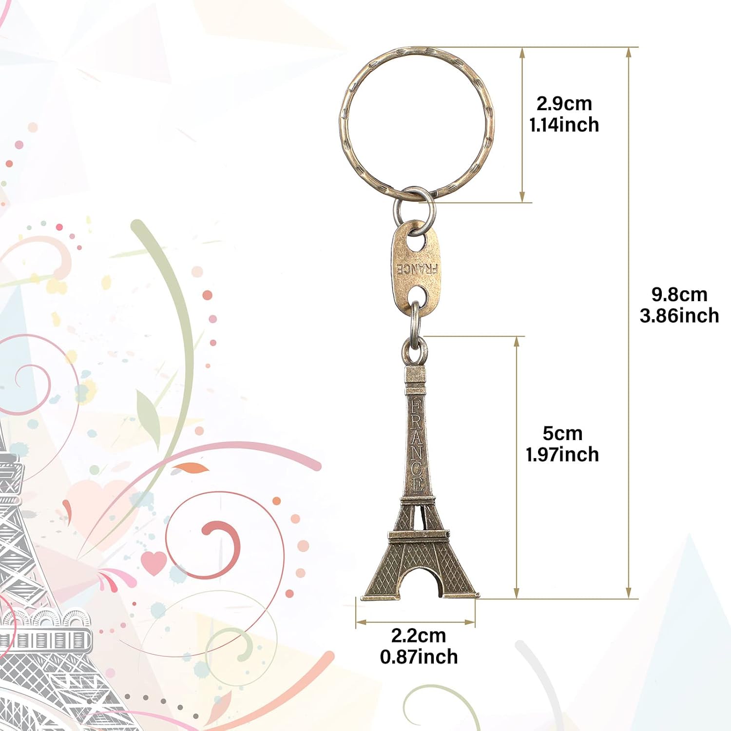 Junkin Eiffel Tower Keychain Retro Decorations Purse Charms Statue Model Prom Keychain French Souvenirs