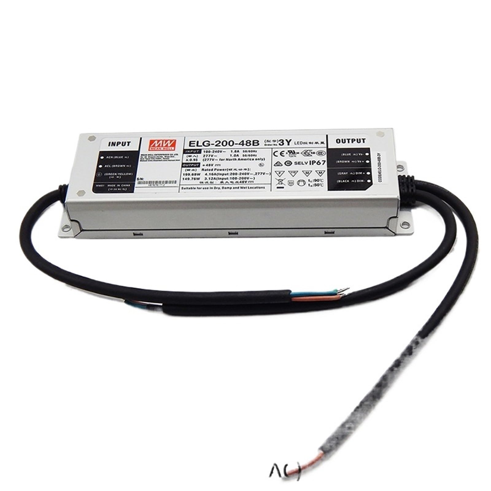 Fcarumiqp One Color Elg-200-48Ab-3Y Dimming Led Power Supply 110V/220Vac To 48V Dc 4.16A 200W Waterproof Adjustable Dimmable Led Driver