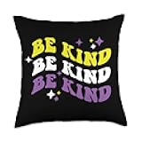 Nonbinary LGBTQ Enby Pride Subtle Kindness LGBT Nonbinary Pride Enby Subtle Kindness Retro LGBTQ Throw Pillow, 18x18, Multicolor