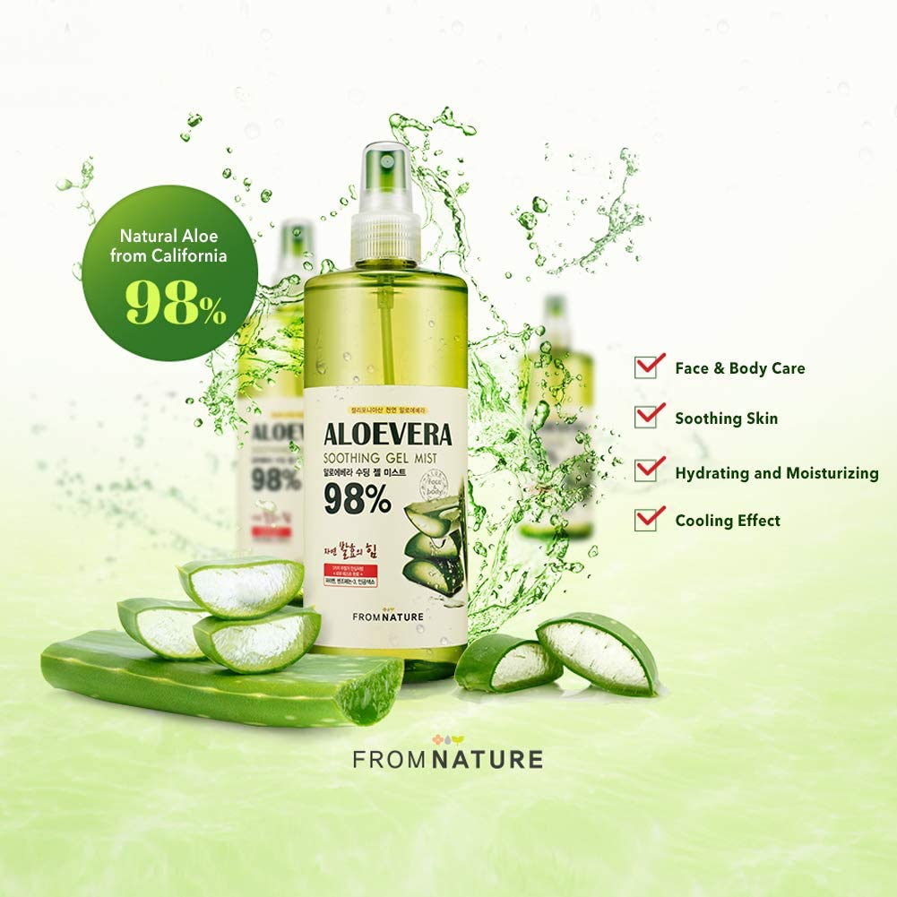 Aloe Vera 98% "Moisture Soothing Gel Mist - 13.5 fl oz. (400 ml) for FROMNATURE - Image 2