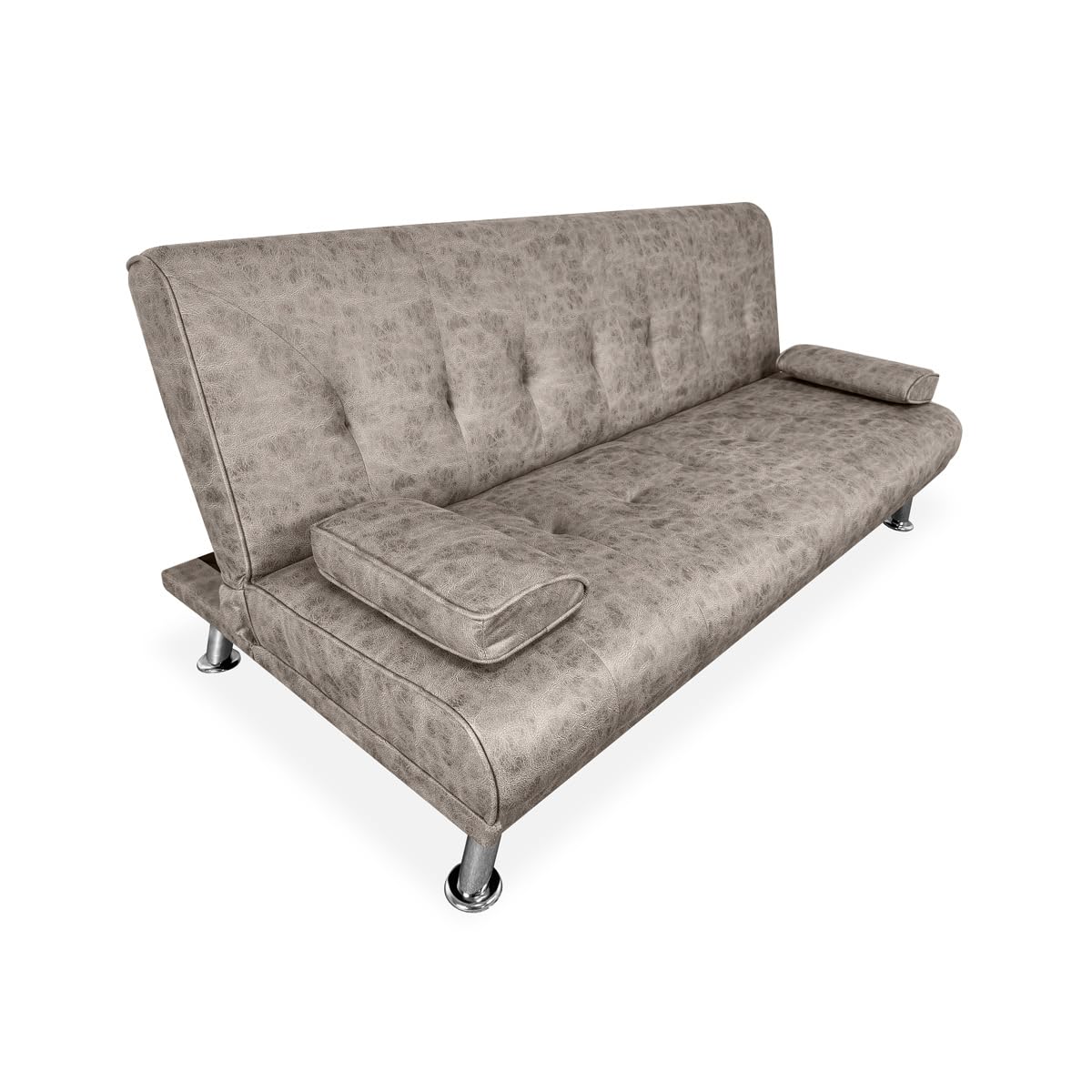 amuéblate Online - Sofá Cama Clic Clac Tipo Libro de 3 Plazas Modelo Midway con Cojines Decorativos, Diseño Moderno, Práctico y Funcional, Acabado en Gris Cemento