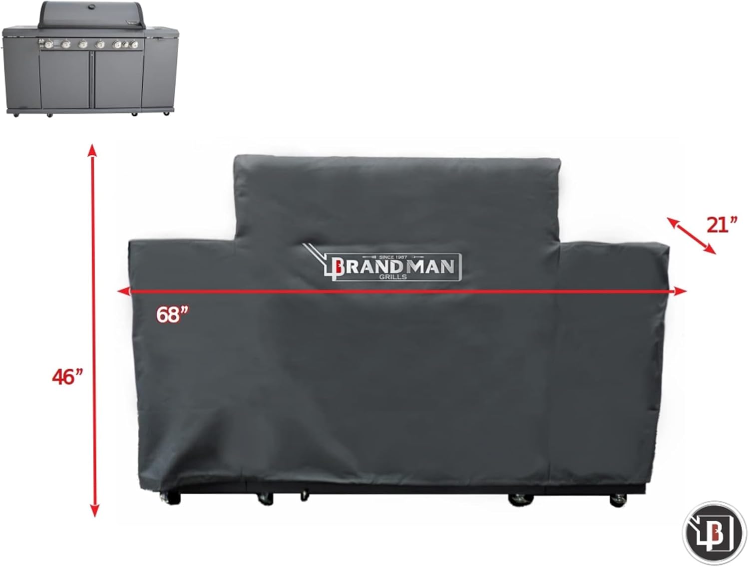 BRANDMAN GRILLS SINCE 1987 Grill Cover for Rustler 6 Burner BBQ Grill - Custom Fit