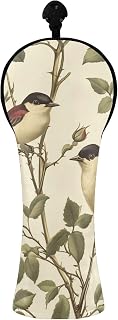 Nander Red Rose and Bird Pattern Golf Club Covers for Men Women,Golf Headcovers Set with Interchangeable Tags for Woods, Driver, Hybrid - Weather Resistant,1Pack